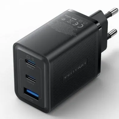 Cargador Vention FERB0-EU 65W GaN 2x USB-C 1x USB-A Schnellladegerät