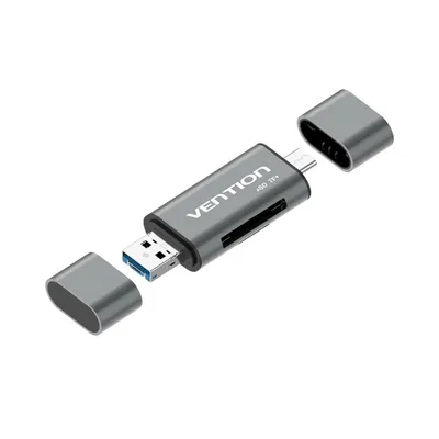 Vention CCHH0 USB 3.0 Kartenleser, Aluminium, Grau, 5000 Mbit/s, Multi-Interface