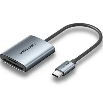 Kartenleser USB-C 3.0 2 in 1 Vention SD/TF Aluminium Grau