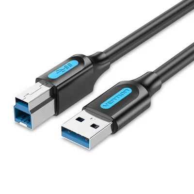 USB 3.0 Kabel Vention COOBH USB Typ-B Stecker - USB Typ-A Stecker 2m Schwarz USB 3.2 Gen 1 5 Gbit/s