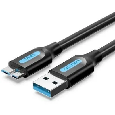 Vention COPBF USB 3.0-Kabel, 1 m, 5 Gbit/s, 10 W, Micro-B-Stecker, doppelt geschirmt, Schwarz