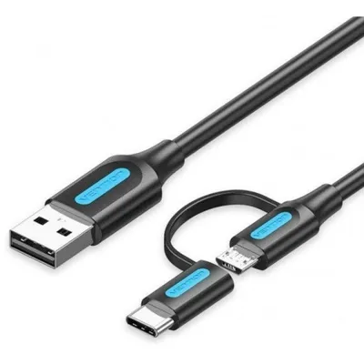 Kabel Vention CQDBD USB 2.0 3A 50cm USB-A zu USB-C MicroUSB Schwarz