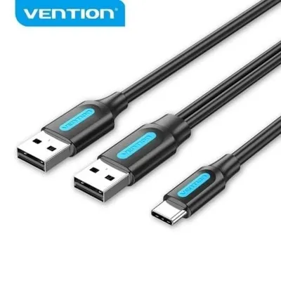 Vention CQKBF USB-Kabel USB 2.0 Typ-C auf Dual USB Stecker 1m 480Mbps Schwarz