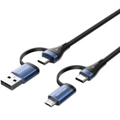 Vention CTLLF 4-in-1 100 W 1 m schwarzes und blaues USB-Kabel