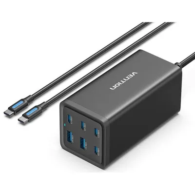Vention FENB0-EU Wandladegerät 4xUSB Typ-C 2xUSB 200W Schwarz