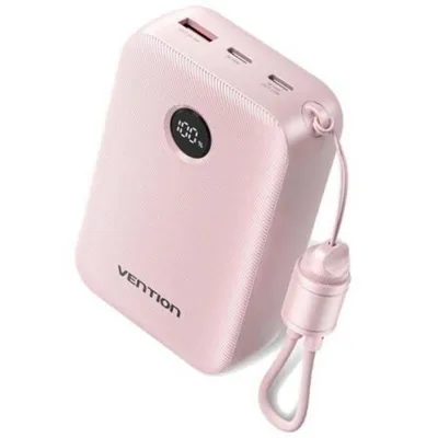 Powerbank Vention FKBP0-C 20000mAh 22.5W USB-C abnehmbares Kabel Rosa