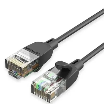 Vention IBIBJ Cat.6A 5m vergoldetes schwarzes Netzwerkkabel
