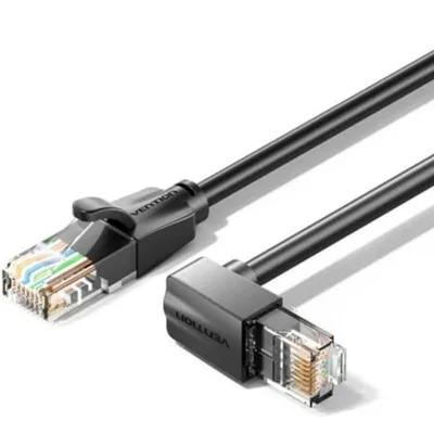 Netzwerkkabel RJ45 Vention IBV Cat.6 UTP 5m Abgewinkelt 90° Schwarz