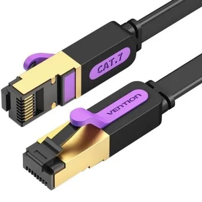 Vention ICABN Cat.7 RJ45 Netzwerkkabel, 15 m, 10 Gbit/s, geschirmt, flach, schwarz