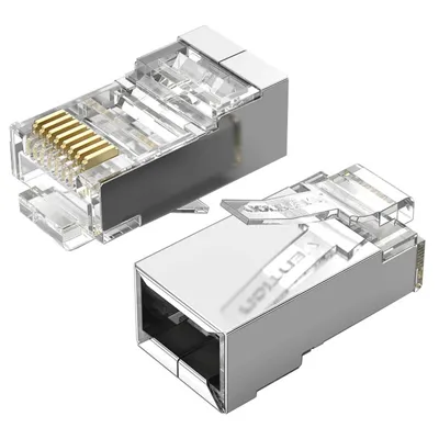 RJ45 Stecker Vention IDCR0-100 Cat.6 FTP 100 Stück Transparent Silber Metall