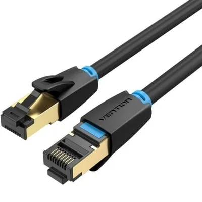Vention IKABI Cat.8 Netzwerkkabel, 3 m, SFTP, RJ45, 40 Gbit/s, 2000 MHz, Schwarz