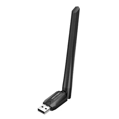 Vention KDUB0 650Mbps USB-WLAN-Adapter mit externer 5dBi-Antenne und Treibern im Lieferumfang enthalten