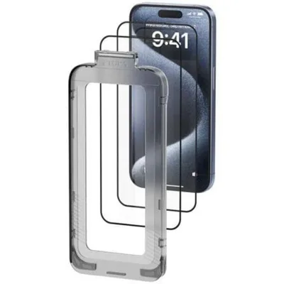 Displayschutz Vention KUPTCA-10 für iPhone 16 0,3mm 9H Doppelpack Antistaub-Installation