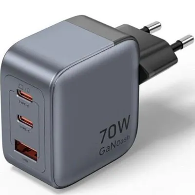 Ladegerät Vention FEX-EU GaN 70W 2x USB-C 1x USB-A Grau