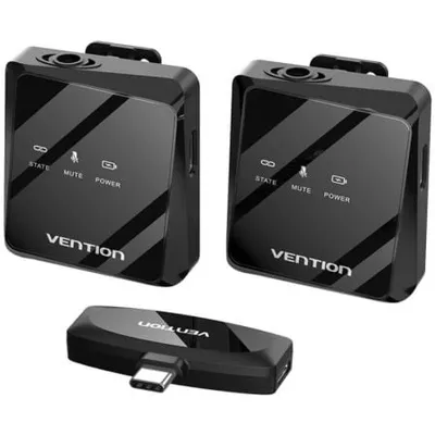 Vention NCBB0 USB-C-Funkmikrofon, omnidirektional, 2er-Pack, Clip zur Geräuschunterdrückung