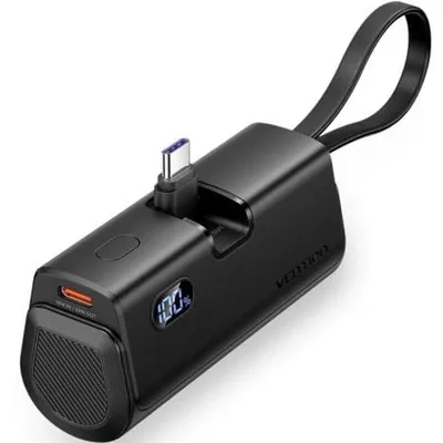 Powerbank Vention FHQB0 4800 mAh 22,5 W Mini-LED USB-C Lightning Schwarz
