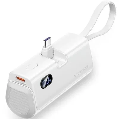 Powerbank Vention FHQW0 4800 mAh 22,5 W USB-C Lightning Dual-LED-Display Weiß