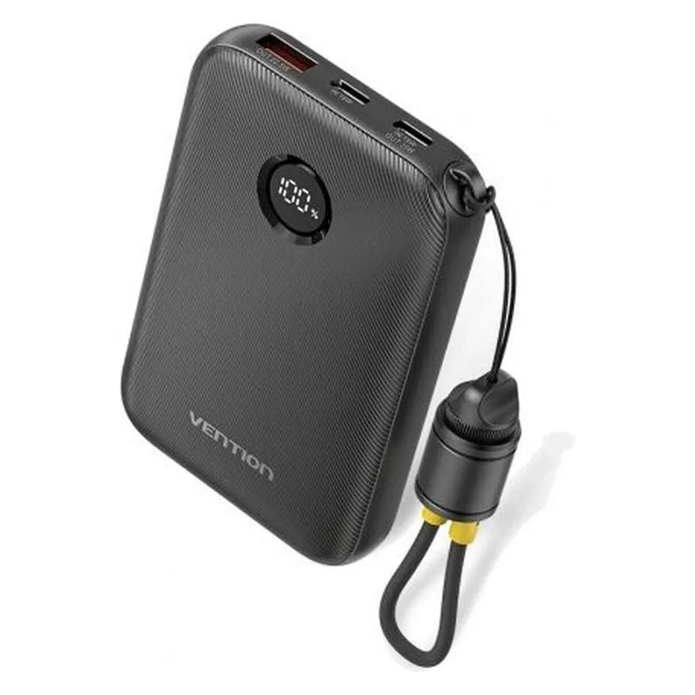 Powerbank Vention FKAB0-C 10000mAh 22.5W Schwarz USB-C USB-A Reisezugelassen