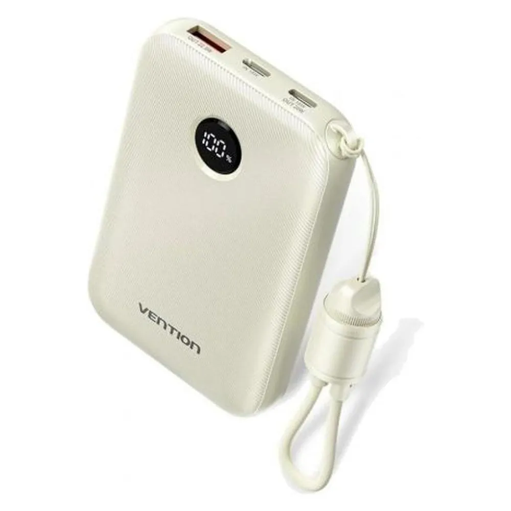 Powerbank Vention FKAN0-C 10000mAh 22.5W integriertes Kabel Grau