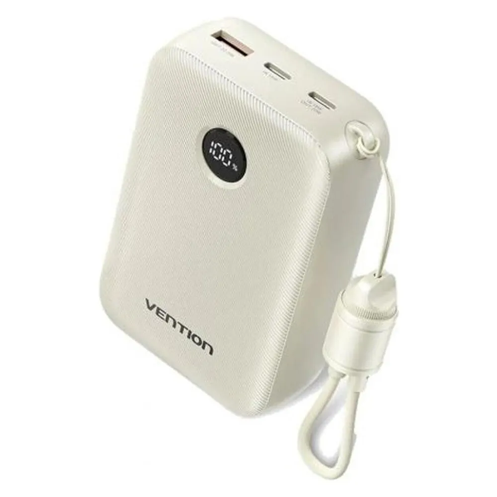 Powerbank Vention FKBN0-C 20000mAh 22.5W Beige abnehmbares USB-C-Kabel