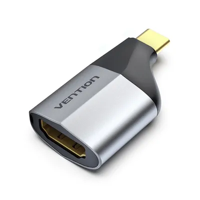 Vention TCAH0 USB Typ C auf HDMI Adapter, Stecker, 2.0, 3840x2160, ABS/Aluminium, Schwarz/Grau
