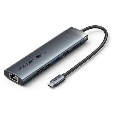 Dockingstation Vention TGUHB 8-in-1 USB-C Aluminium 0.15m Grau HDMI PD