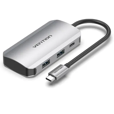 Vention 5 in 1 USB-C HUB auf USB 3.0x4/PD100W 0,15M Aluminium