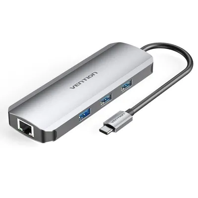 Vention USB-C Hub 6-in-1 Aluminium 4x USB 3.2 HDMI 4K Ethernet RJ45 SD 100W