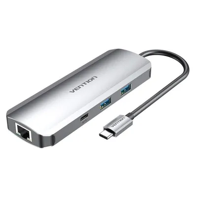 Docking Station Vention USB-C 4K Ultra HD Aluminium 2xUSB 3.2 2xUSB-C HDMI Ethernet SD