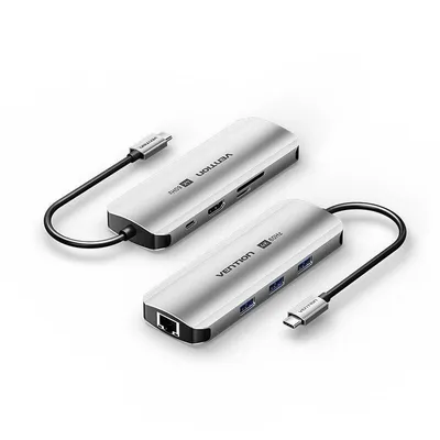 USB-C Hub Vention TQKHB 8-in-1 HDMI 4K USB 3.0 Gigabit Ethernet