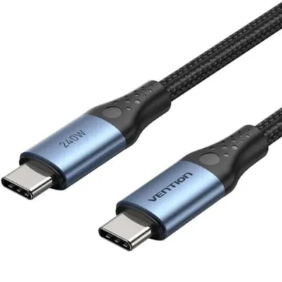 Kabel USB-C Vention TREBF 5A 240W 1m Schwarz und Blau