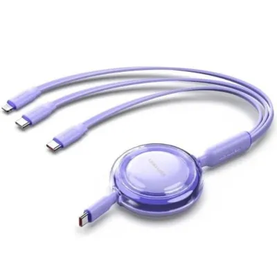 Kabel USB Typ-C 2.0 Vention 3 in 1 Einziehbar 1.1m Violett
