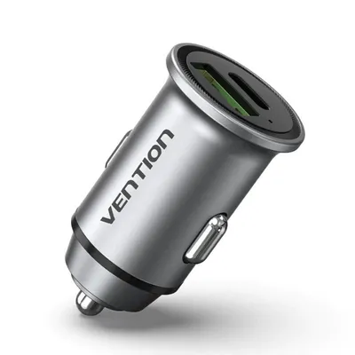 Vention FFBH0 Autoladegerät 1xUSB-C + 1xUSB-A 20W Aluminiumlegierung Grau