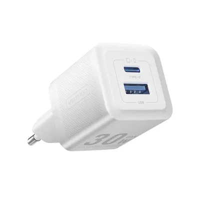 Vention GaN Charger FEPL0-EU 2-Port Ladegerät (USB-C und USB) 30W Weiß