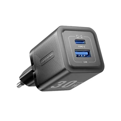 Vention GaN Charger FEQB0-EU 2-Port Ladegerät (USB-C und USB) 30W Schwarz