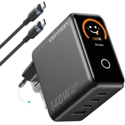 Vention TZ-FCOH0-EU GaN 140W Wandladegerät 3xUSB-C + USB-A mit LED-Anzeige
