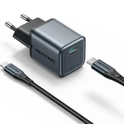Wandladegerät GaN Vention TZ-FEVH0-EU 20W USB-C mit Lightning-Kabel