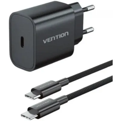 Wandladegerät Vention 20W USB-C mit Lightning-Kabel 1m G17B0-EU Schwarz