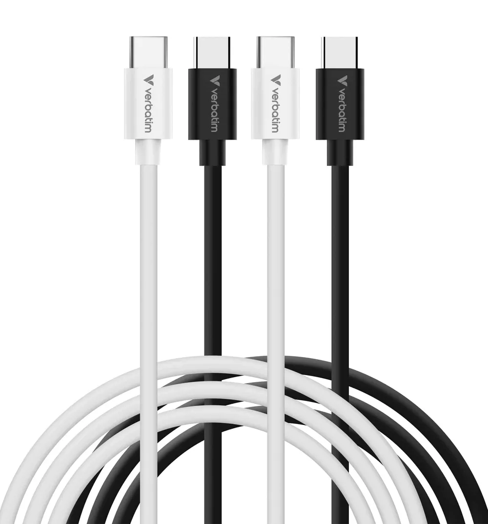 USB-C zu USB-C Kabel Verbatim 32391 1 m USB 2.0 60W Schwarz Weiß