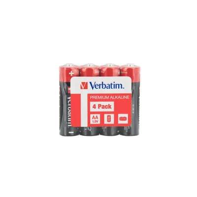 AA-Batterien Verbatim Alkaline 1,5 V Premium Schwarz/Rot Blister 4 Stück