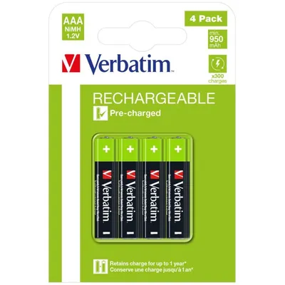 Wiederaufladbare AAA-Batterie Verbatim 49514 NiMH 1,2 V 950 mAh 4 Stück
