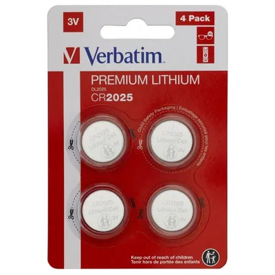 Knopfzelle Verbatim CR2025 Lithium 3V 4 Stuck