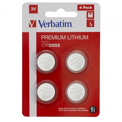 Verbatim CR2032 3V Lithium-Knopfzellenbatterien, 4er-Pack