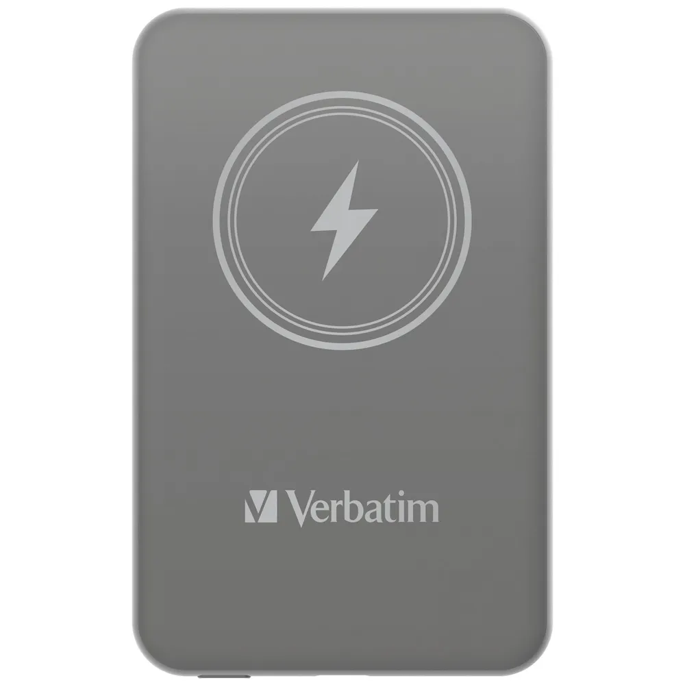 Charge 'n' Go Power Bank 5000 mAh magnetisches kabelloses Laden, Grau