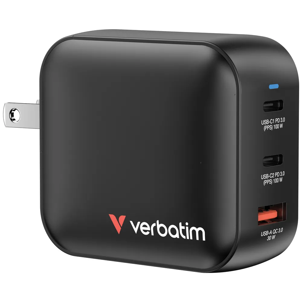Ladegerät GaN 100W Verbatim USB-C Schwarz Innen