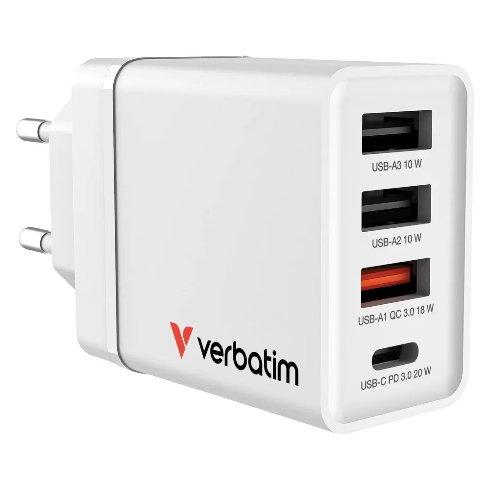 Ladegerät Verbatim 49700 Interior Schnellladung USB Typ C Weiß Ladegerät Verbatim 49700 Interior Schnellladung USB Typ C Weiß