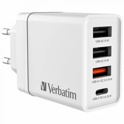 Ladegerät Verbatim 49700 Interior Schnellladung USB Typ C Weiß Ladegerät Verbatim 49700 Interior Schnellladung USB Typ C Weiß