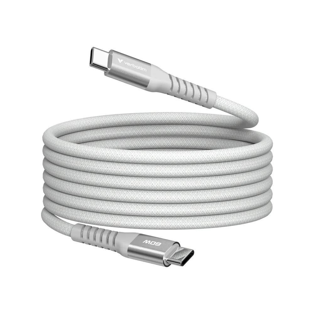Sync & Charge Magnetkabel - 60W, USB-C auf USB-C, 1,2m, Grau