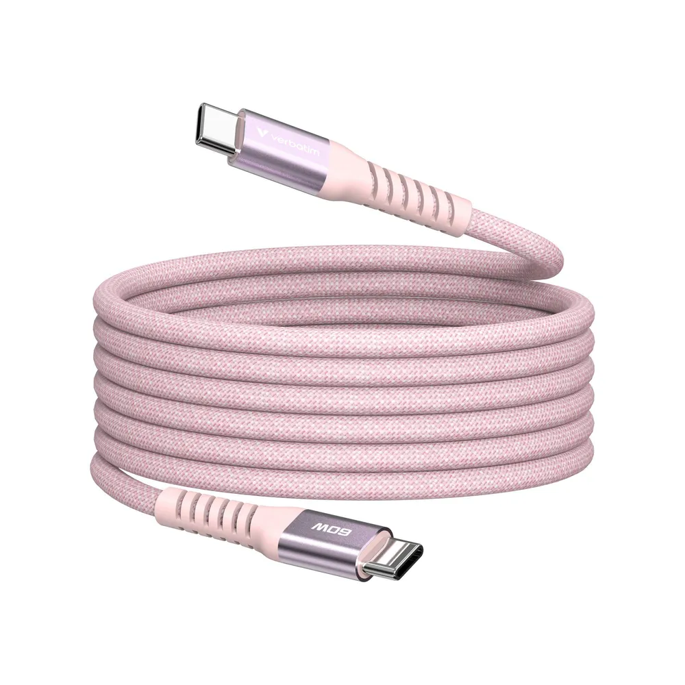 Sync & Charge Magnetkabel - 60W, USB-C auf USB-C, 1,2m, Pink
