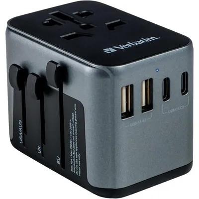 Verbatim 49545 Universal-Reiseadapter mit USB-C PD und QC 2x USB-C 2x USB-A